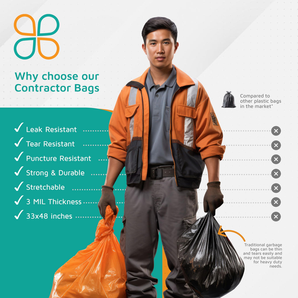42-Gallon Heavy Duty Orange Contractor Bags 50-Count Y7970