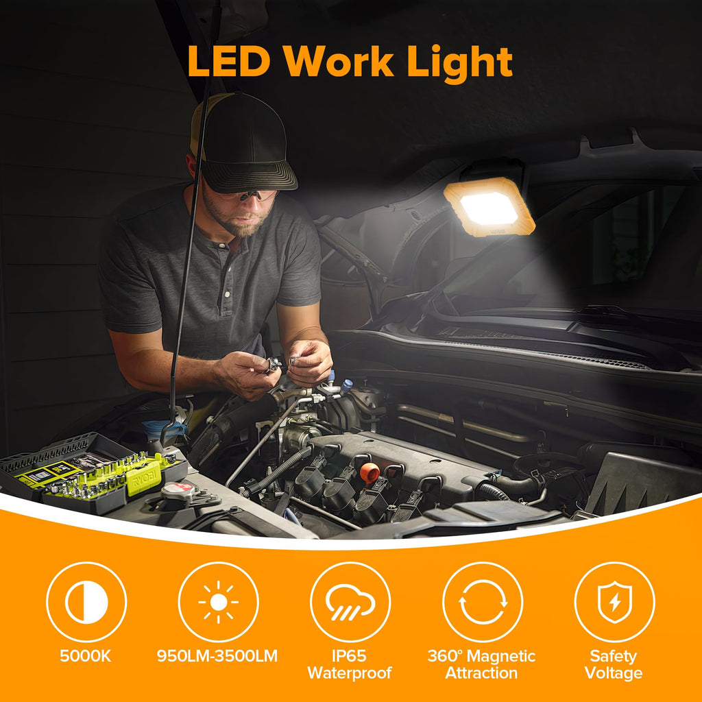 3500LM Rechargeable Magnetic LED Work Light with Stand E304027