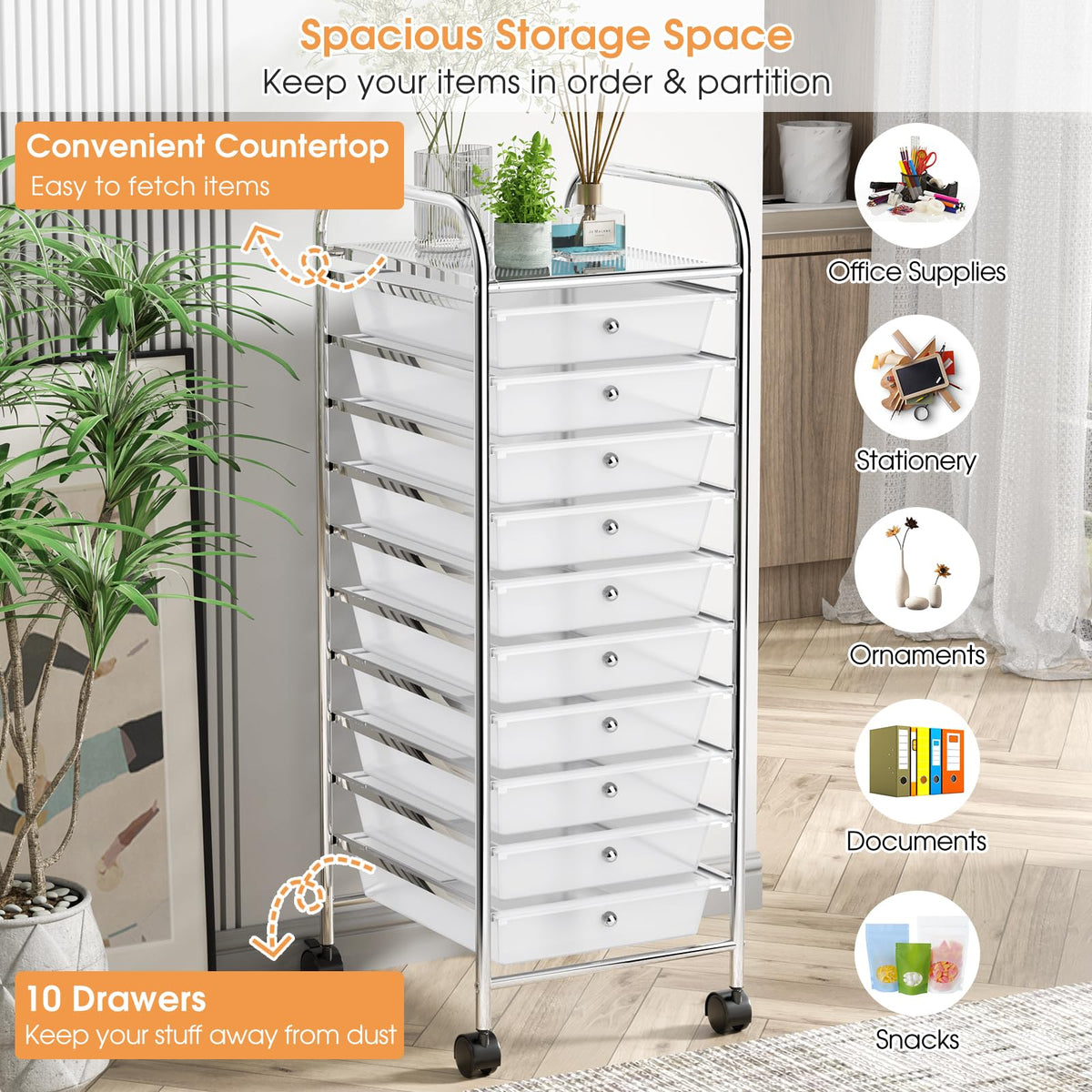 10 Drawers Rolling Storage Cart N399