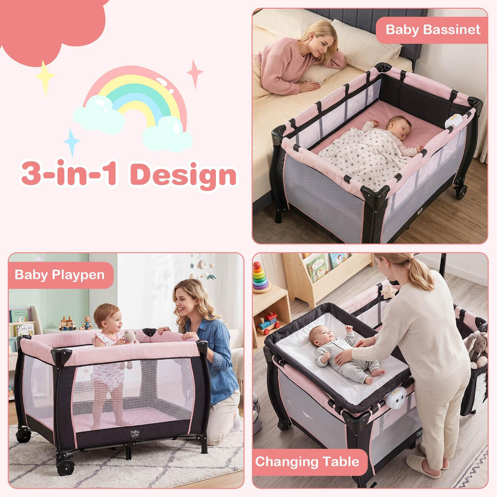 3 in 1 Pack and Play Portable Baby Playard with Bassinet C257