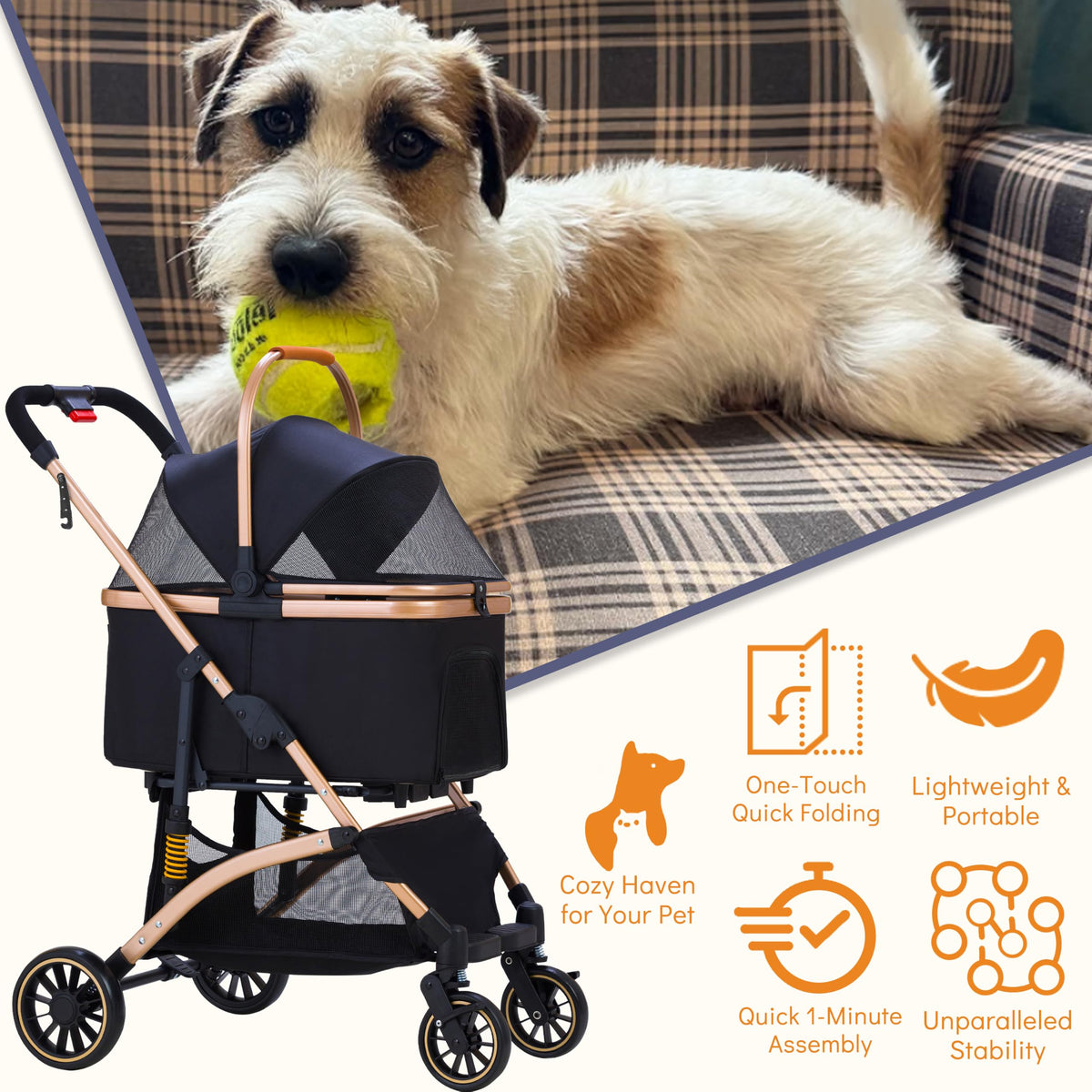 Pet Stroller for Small Dogs Cats U924228