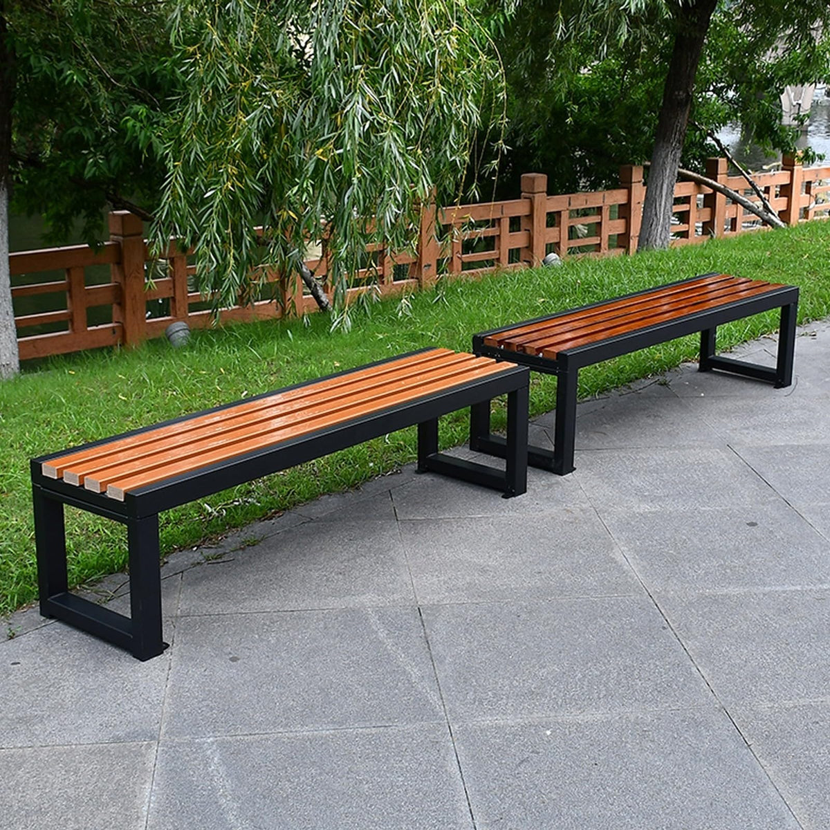 39.4in Cast Iron Outdoor Bench U158464