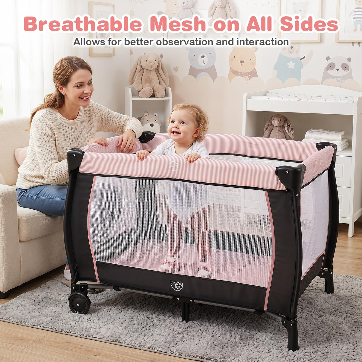 3 in 1 Pack and Play Portable Baby Playard with Bassinet C257