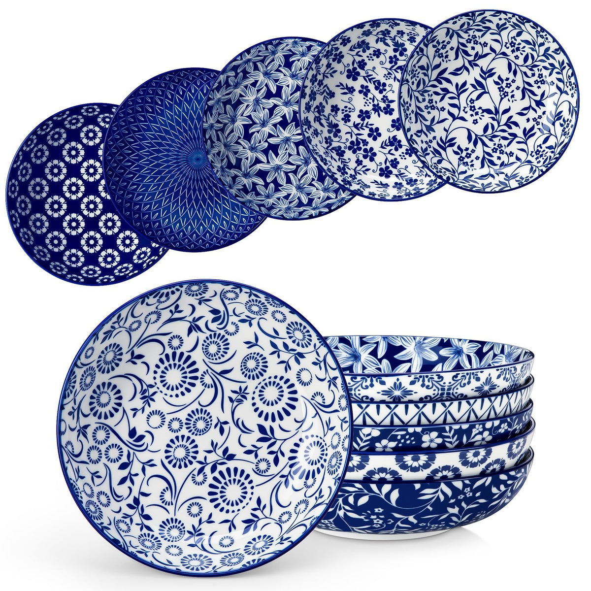 12-Piece Porcelain Pasta Bowls and Espresso Cups Set U393216