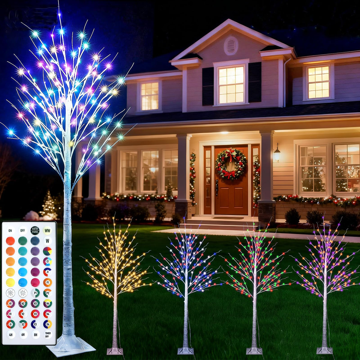 7Ft Birch Tree with LED Lights M126