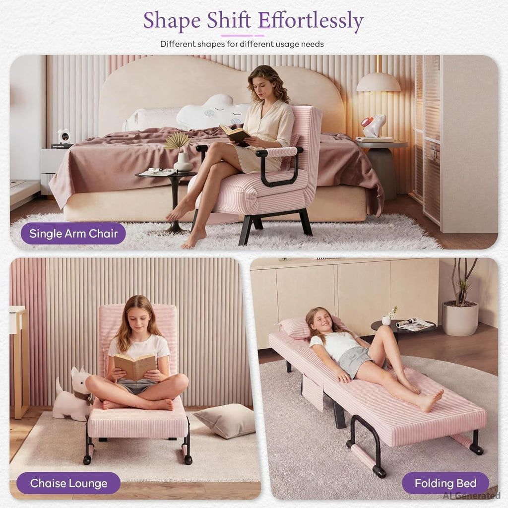 Pink Folding Sleeper Chair Bed I94410