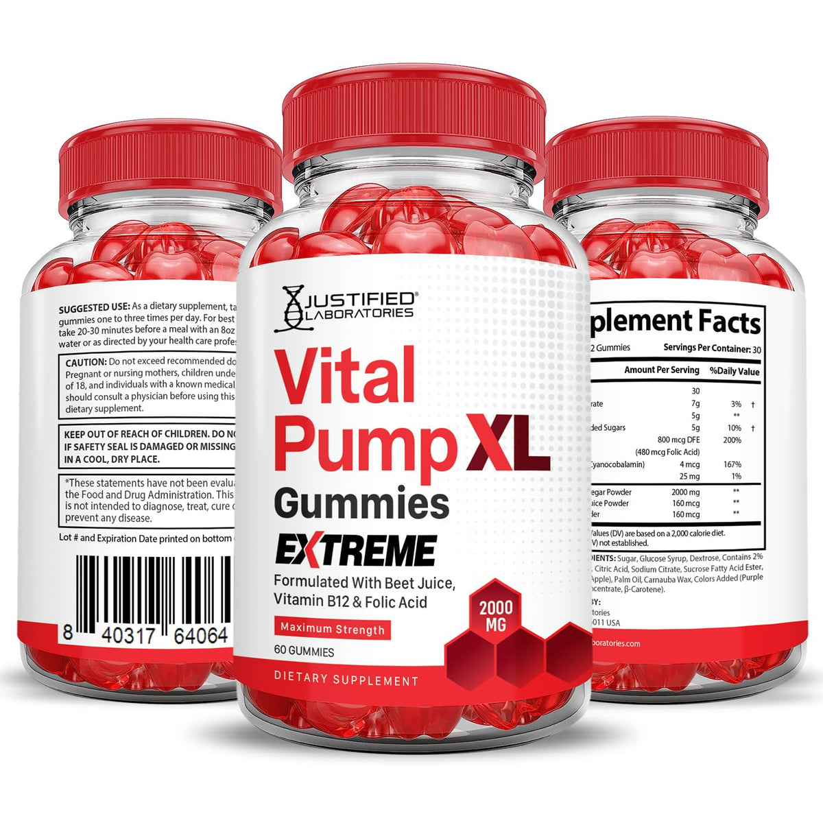2000MG Beet Juice ACV Pomegranate B12 Vegan Non GMO Gummies R704826