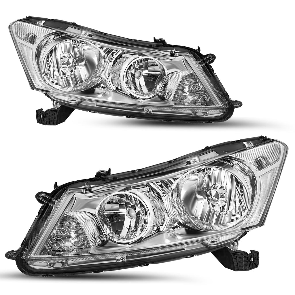 2008-2012 Honda Accord Sedan Chrome Clear Headlights Assembly W872