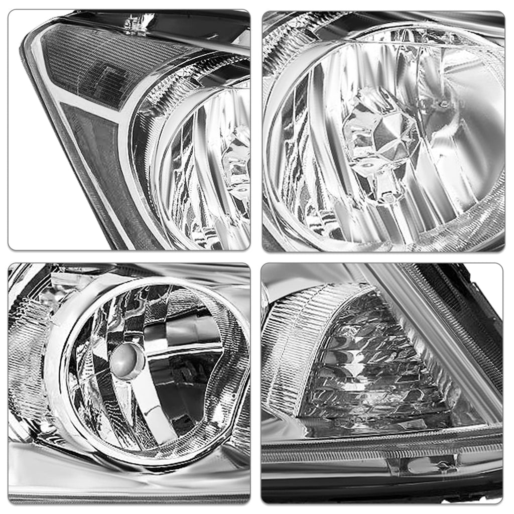 2008-2012 Honda Accord Sedan Chrome Clear Headlights Assembly W872