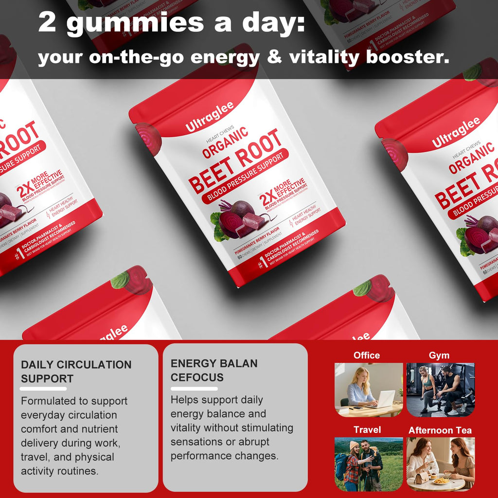 Beet Root Chewable Nitric Oxide Support Soft Chews 60 Pomegranate Berry Flavor H47173