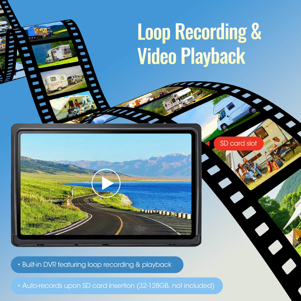 7" Wireless Backup Camera System with DVR Split Screen Monitor S50977