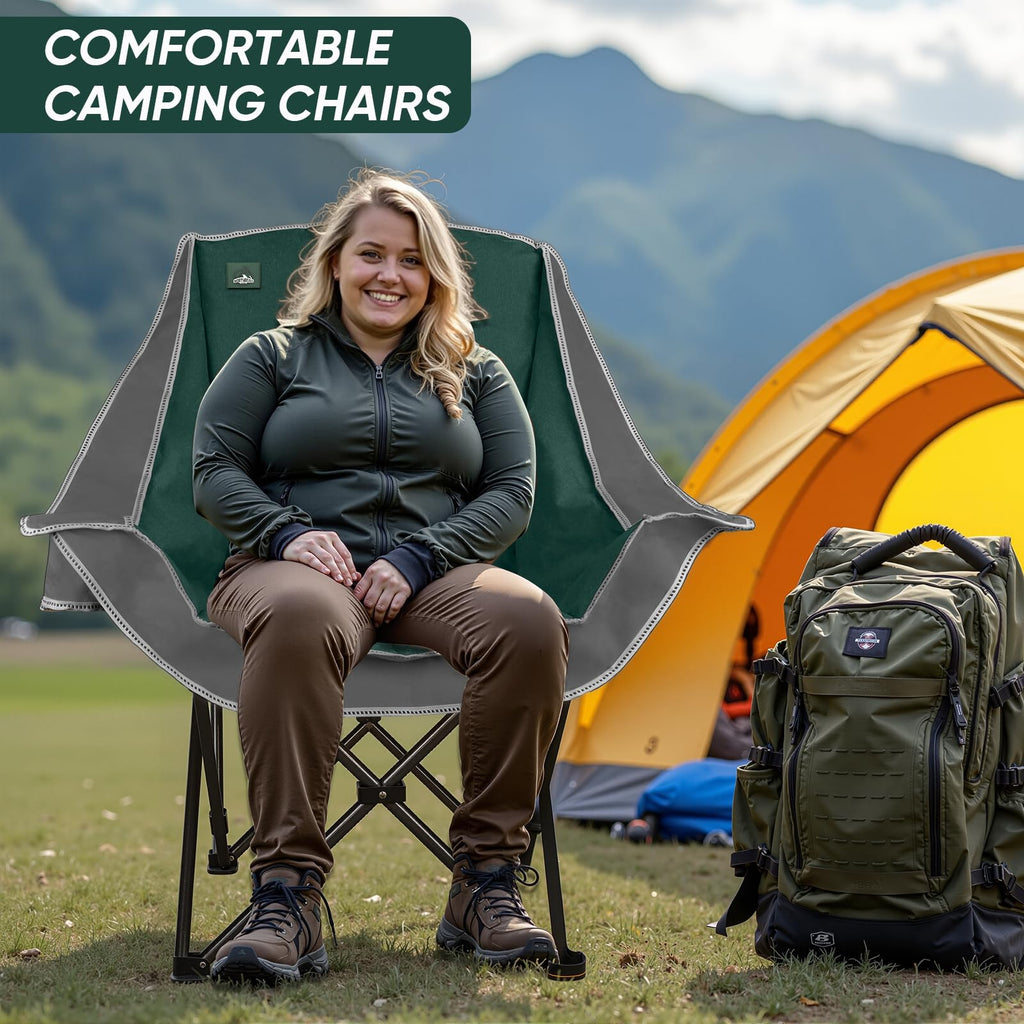 2 Pack Oversized Padded Folding Camping Chair with Cup Holder V422169
