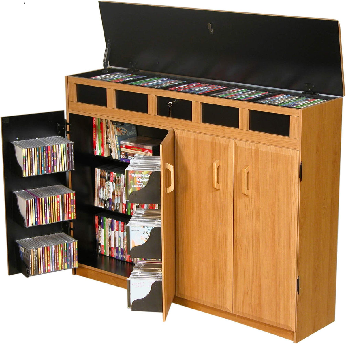 Oak Top Load Media Cabinet P1229