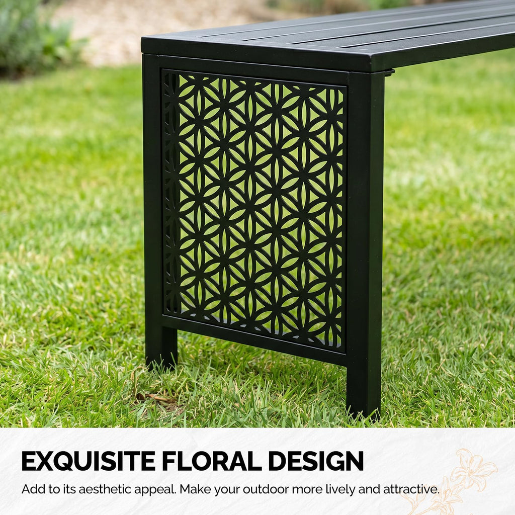 Black Metal Outdoor Bench Q625
