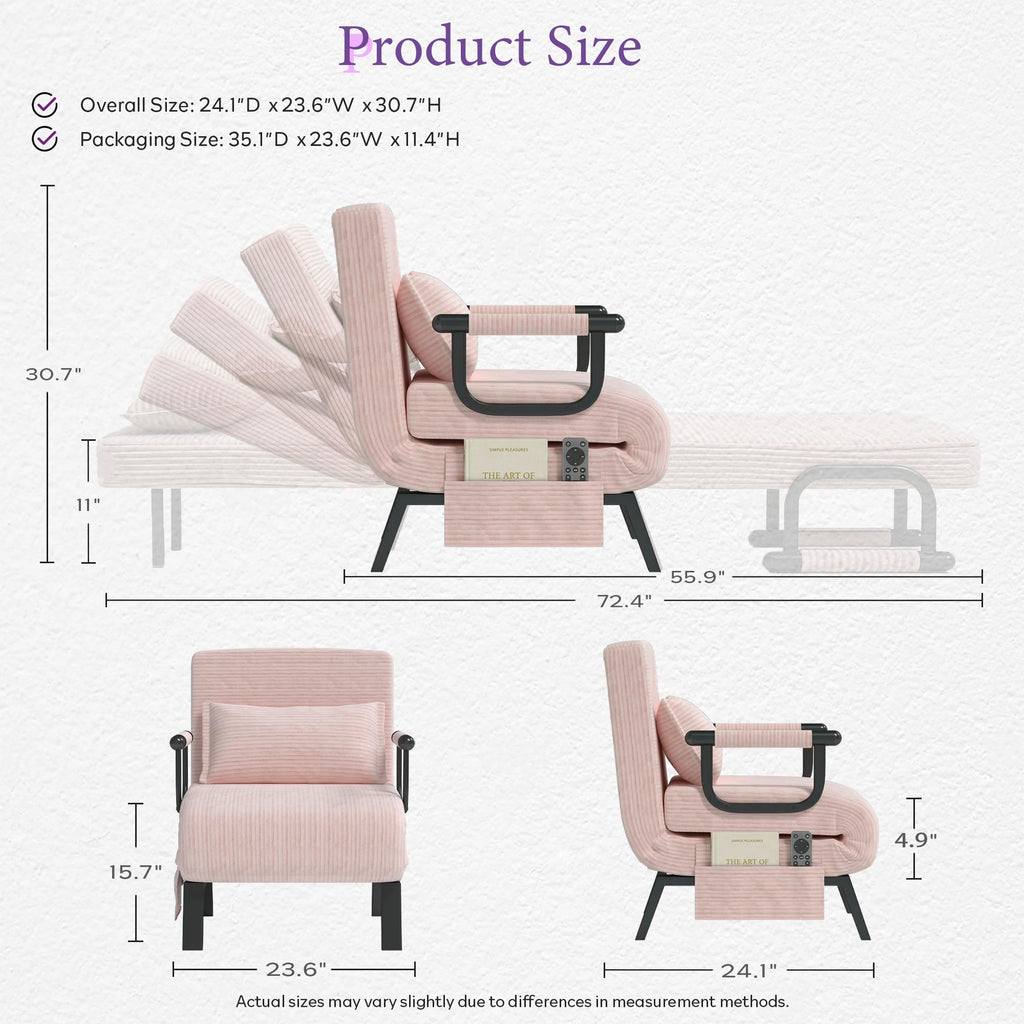 Pink Folding Sleeper Chair Bed I94410