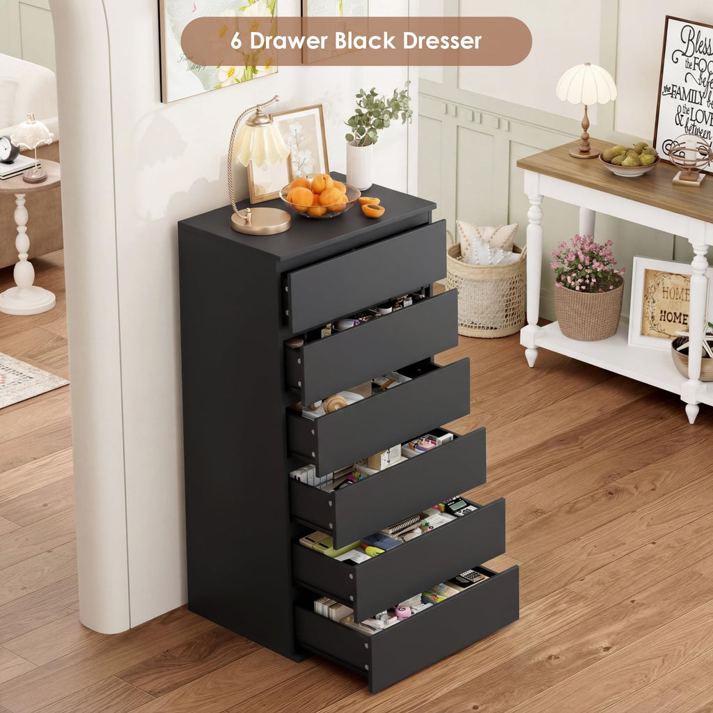Black 6 Drawer Dresser B32781