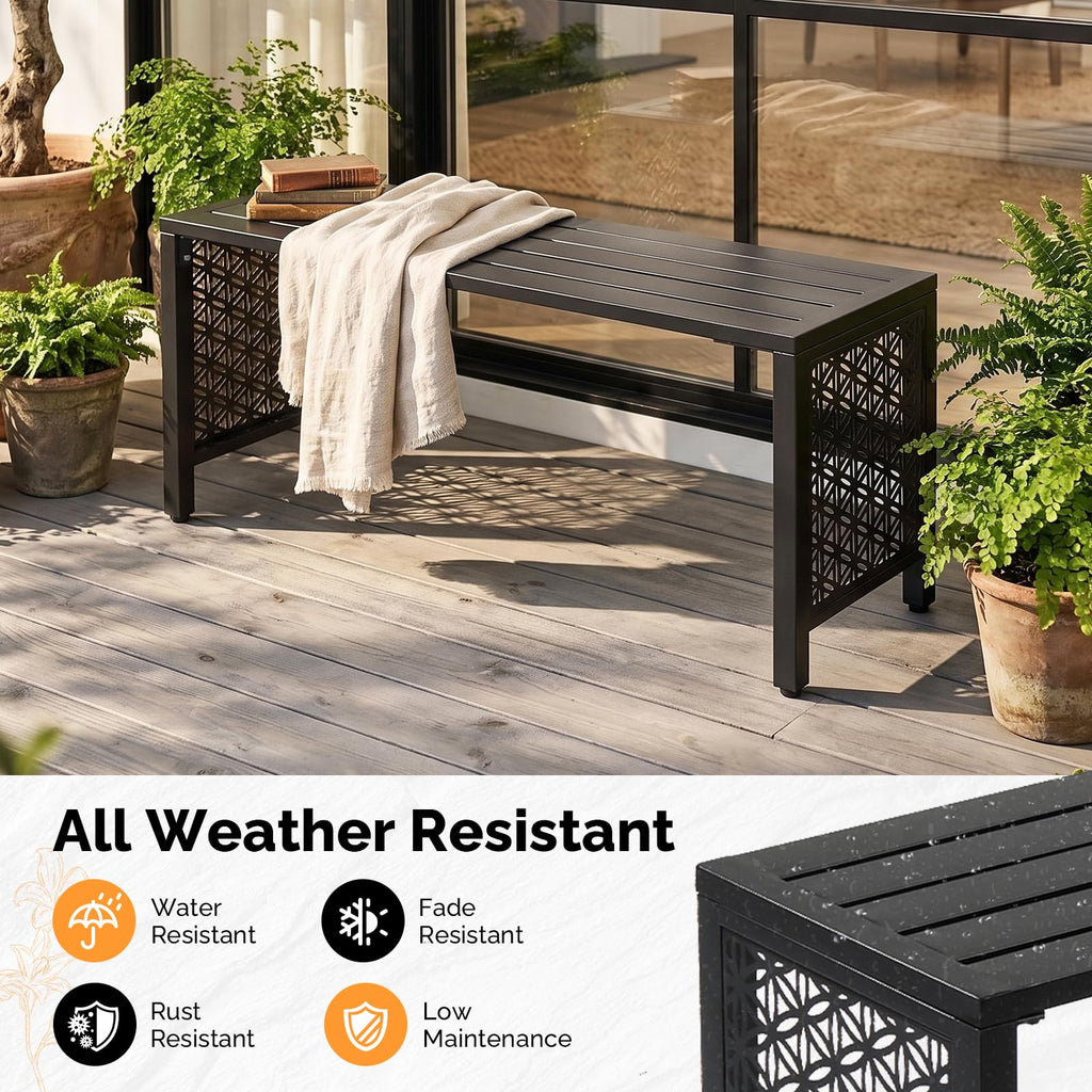 Black Metal Outdoor Bench Q625