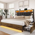 Queen Size Wooden Bed Frame with Storage Drawers Z128480