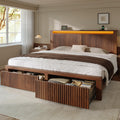 King Bed Frame with 2 Drawers and Storage Headboard E5371