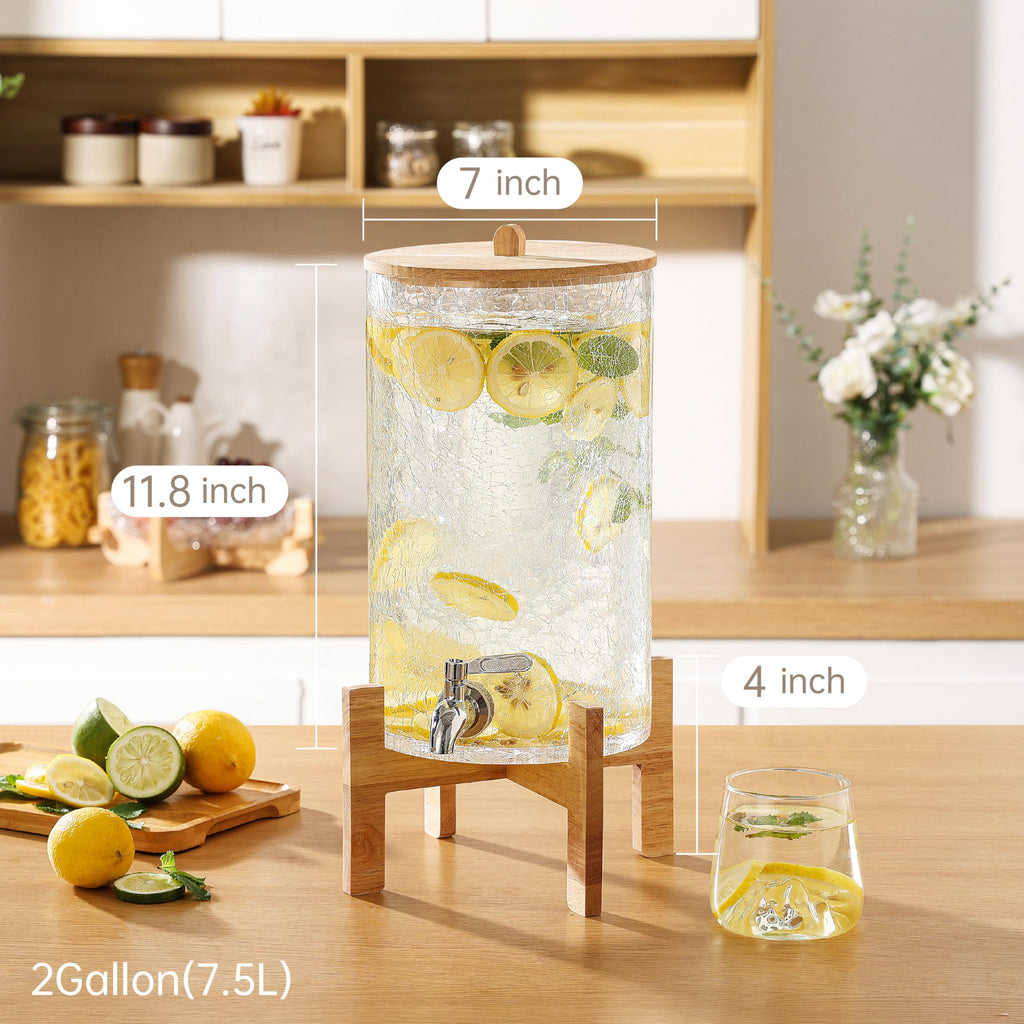 2 Gallon Glass Drink Dispenser with Stand O5351