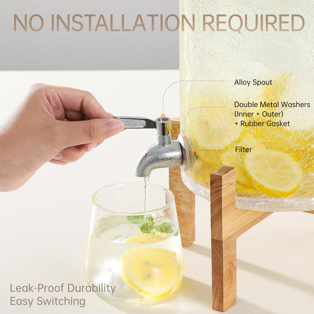 2 Gallon Glass Drink Dispenser with Stand O5351