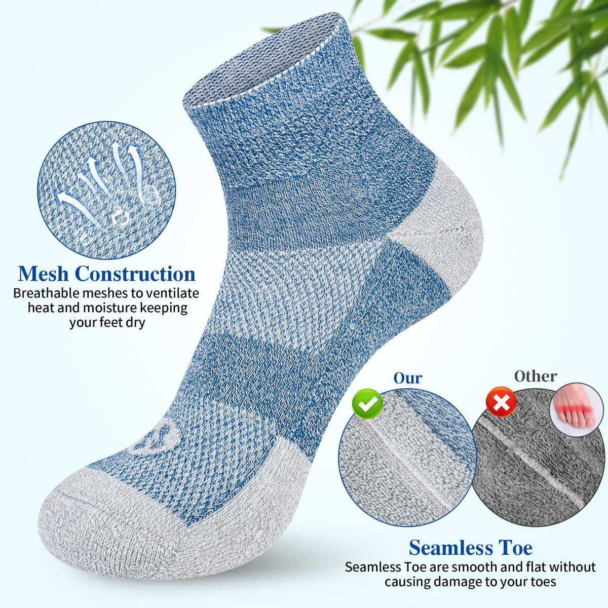 6 Pairs Ankle & 6 Pairs Low Cut Diabetic Socks Size 9-12/10-13/13-15 I303050