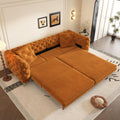 Orange Velvet 4-Seater Convertible Sleeper Sofa with Ottoman Z96488
