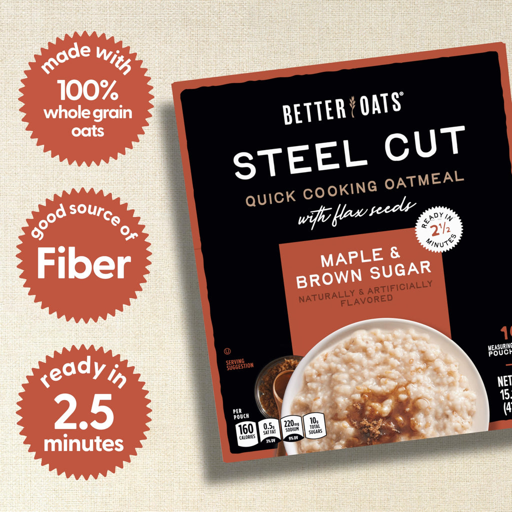 Steel Cut Maple & Brown Sugar Oatmeal 15.1 oz 6 Pack R712