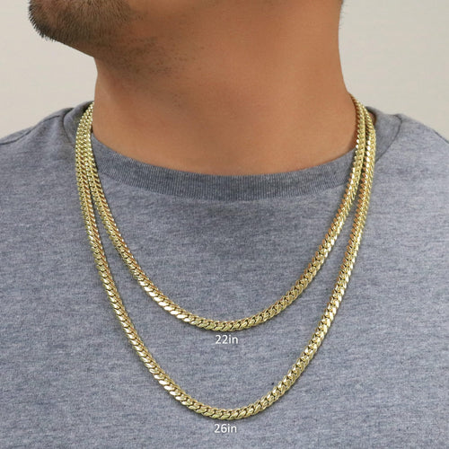 10k Yellow Gold Cuban Link Chain Necklace W581